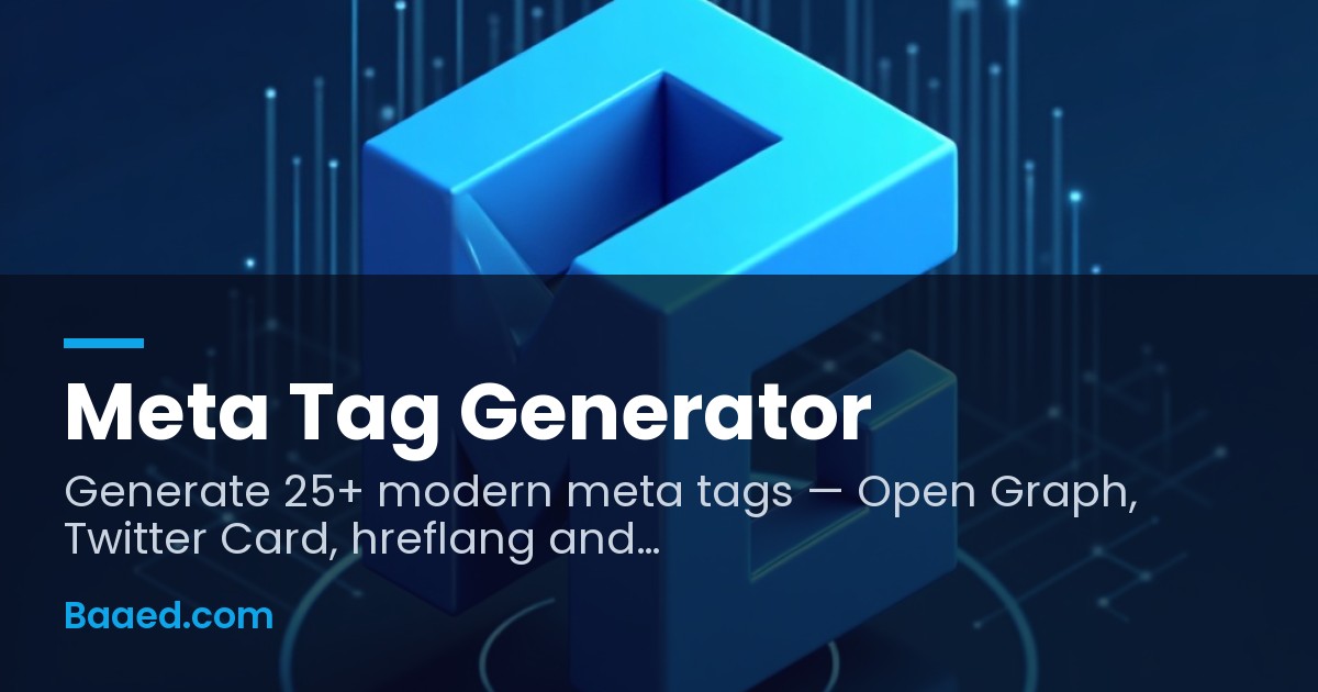 Meta Tag Generator — Free SEO + OG + Twitter + JSON-LD Builder — Baaed ...