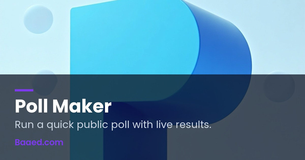 Free Poll Maker — public polls with live results — Baaed FREE SEO Suite